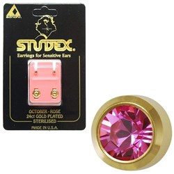 STUDEX Birthstone studs - mini bezel gold - october / rose